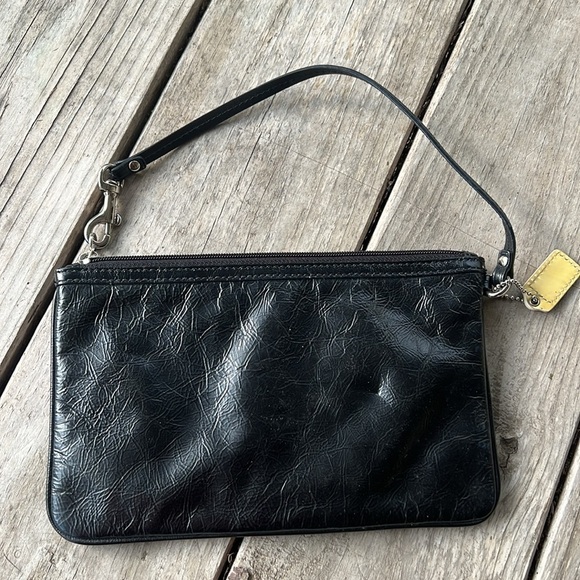 Coach Black Yellow Signature Patchwork Leather Wristlet - Picture 6 of 9